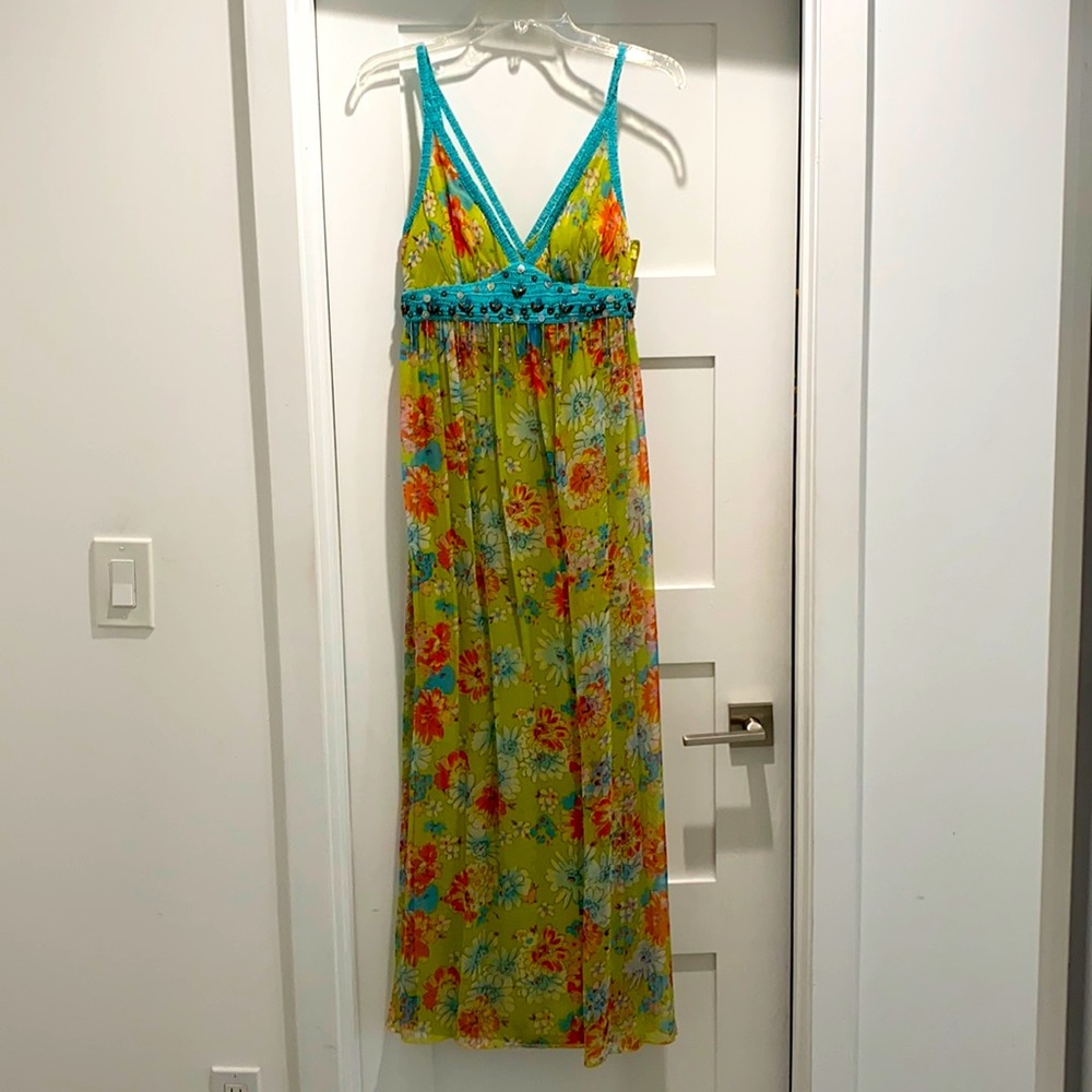Sue Wong floral maxi dress size 8